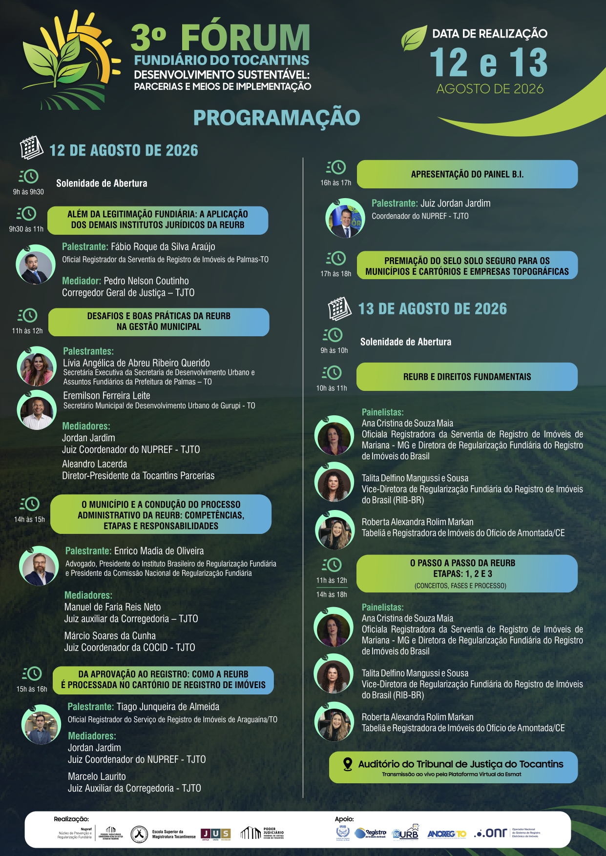 Programação do III Fórum Fundiário do Tocantins